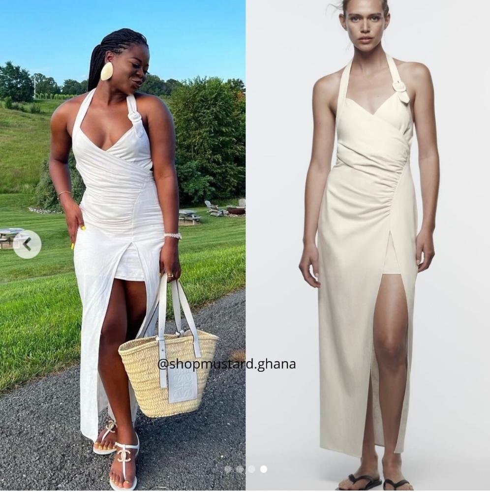 Zara DRESS MIDI CREAM SIZE XS - Picture 14 of 16